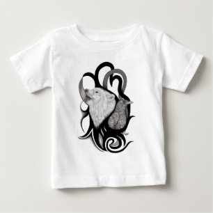 T-shirt Pour Bébé Loup blanc avec art tribal coréen