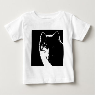 T-shirt Pour Bébé Loup noir et blanc