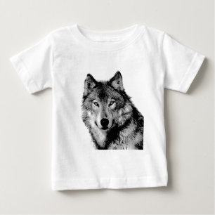 T-shirt Pour Bébé Loup noir et blanc