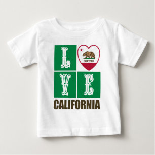 T-shirt Pour Bébé Love California Republic Flag Heart Pride
