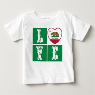 T-shirt Pour Bébé Love California Republic State Drapeau Heart Pride