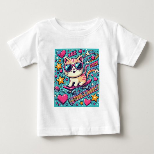 T-shirt Pour Bébé Love Cat (Devant)