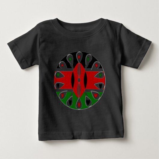 T-shirt Pour Bébé Lovely Hearts Kenya : Drapeau Art Motif (Devant)