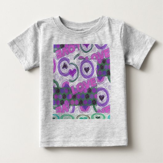 T-shirt Pour Bébé Lovely Love Heart Motif Art Imprimer (Devant)
