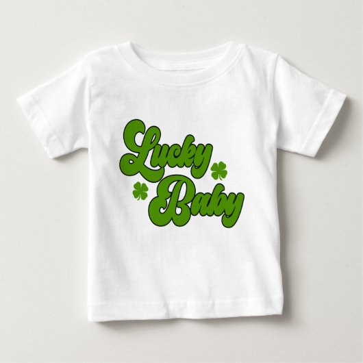 T-shirt Pour Bébé Lucky Baby St Patrick's Day Retro 70's Green (Devant)