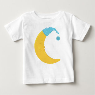 T-shirt Pour Bébé Lune Dormir, Lune Jaune, Lune Mignonne, Veste