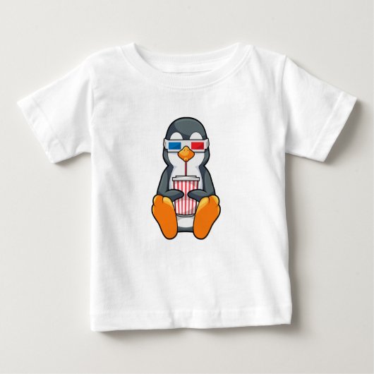 T-shirt Pour Bébé Lunettes de cinéma Penguin Coupe de boisson (Devant)