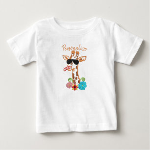 T-shirt Pour Bébé Lunettes de soleil de girafe idiotes visage drôle