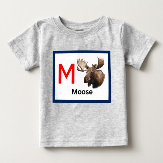 T-shirt Pour Bébé M est pour Moose (Devant)