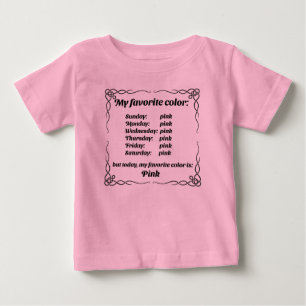 T-shirt Pour Bébé Ma couleur préférée est le rose
