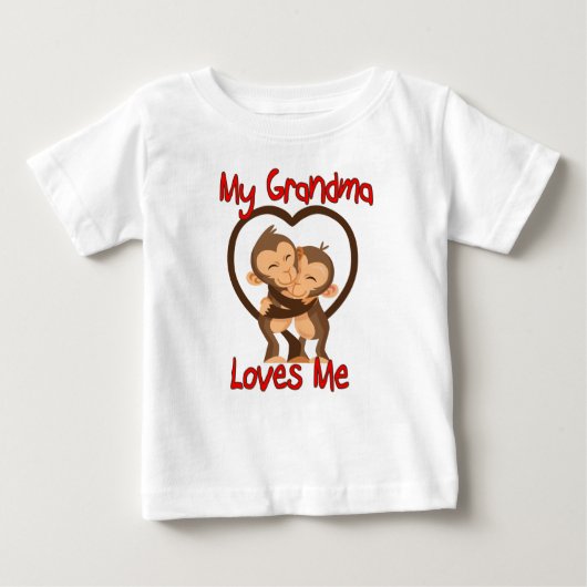 T-shirt Pour Bébé Ma grand-maman m'aime singe (Devant)