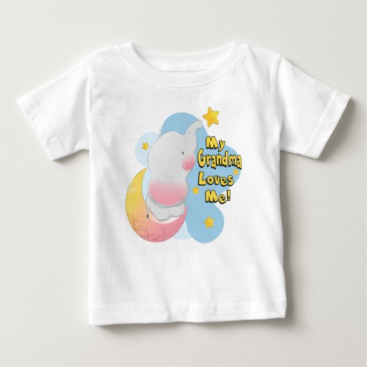 T-shirt Pour Bébé Ma grand-mère m'aime Eléphant (Devant)
