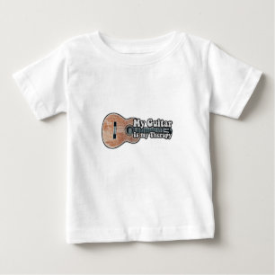 T-shirt Pour Bébé Ma guitare est ma thérapie. Guitare brune vintage