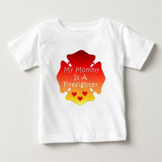 T-shirt Pour Bébé Ma maman est un sapeur-pompier (Devant)