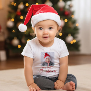 T-shirt Pour Bébé Ma photo de bébé pour le 1er Noël avec script