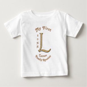 T-shirt Pour Bébé Ma première famille Réunion Gold et Silver Letter 
