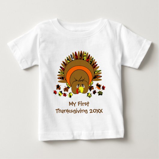 T-shirt Pour Bébé Ma première mignonne Turquie Thanksgiving (Devant)
