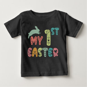 T-shirt Pour Bébé Ma première Pâques   1er lapin mignon de Pâques po