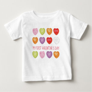T-shirt Pour Bébé Ma première Saint Valentin Cute Coeur Vintage Cust