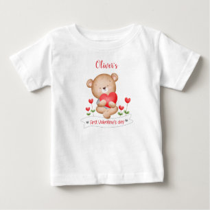 T-shirt Pour Bébé Ma première Saint Valentin Enfant Personnalisé