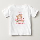 T-shirt Pour Bébé Ma première Saint Valentin Nom personnalisé Rose (Devant)