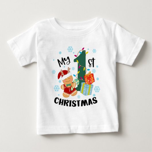 T-shirt Pour Bébé Ma première typographie de Noël Gingerbread (Devant)