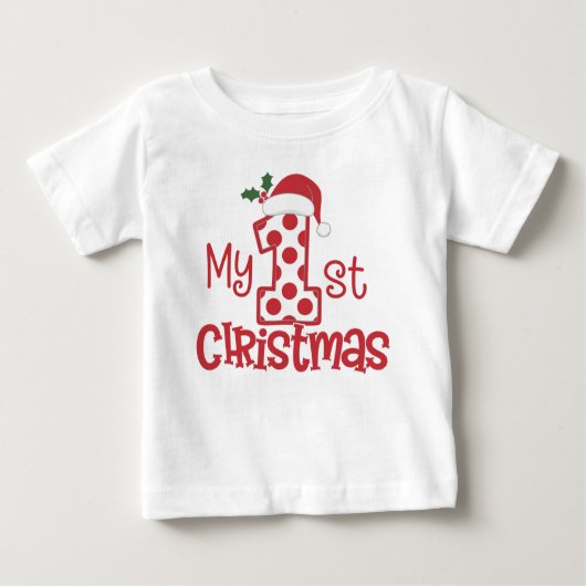 T-shirt Pour Bébé Ma première typographie de Noël Point rouge mignon (Devant)