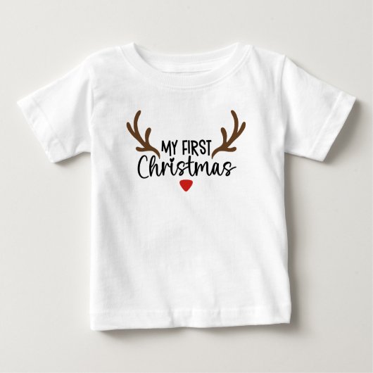 T-shirt Pour Bébé Ma première typographie de Noël Simples Antlers de (Devant)