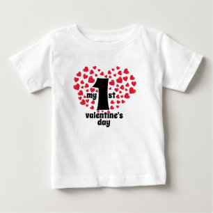 T-shirt Pour Bébé Ma Saint-Valentin premier jour écriture noire cœur