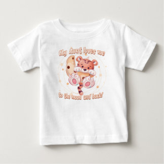 T-shirt Pour Bébé Ma tante m'aime à la lune et au tigre arrière