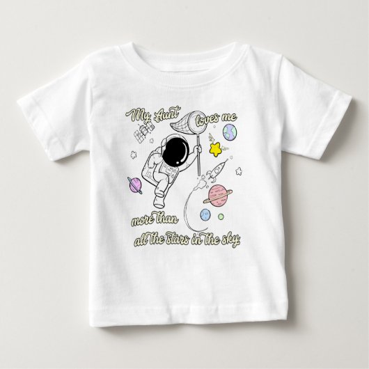 T-shirt Pour Bébé Ma tante m'aime astronaute (Devant)