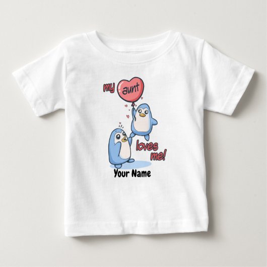 T-shirt Pour Bébé Ma tante m'aime les pingouins (Devant)