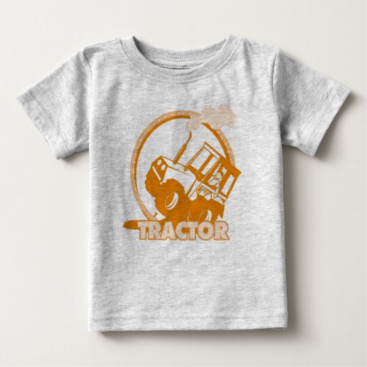 T-shirt Pour Bébé Machines de ferme de tracteurs Orange (Devant)