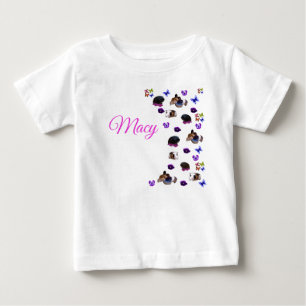 T-shirt Pour Bébé Macy, Nom, Avec Cochons d'Inde Et Pensées,