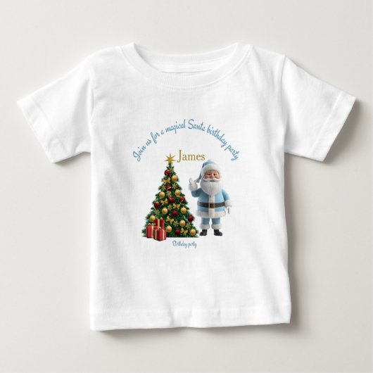 T-shirt Pour Bébé Magical Santa Birthday Invitation (Devant)