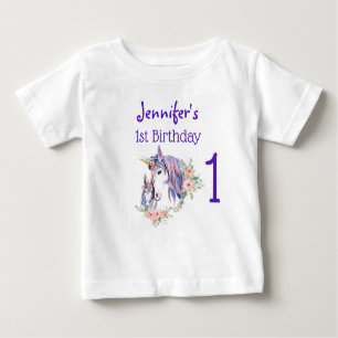 T-shirt Pour Bébé Magique Unicorn Maman & Bébé Aquarelle 1er Anniver