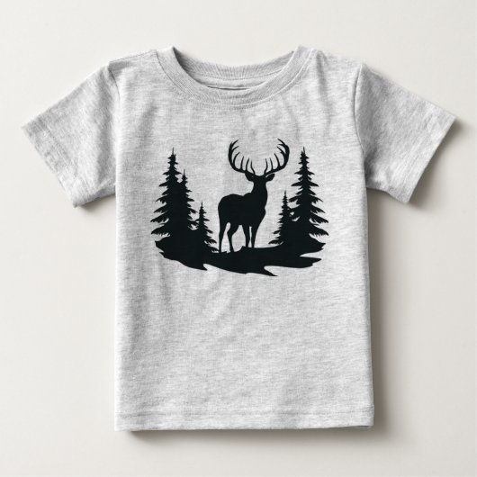 T-shirt Pour Bébé Magnifique cerf parmi les pins (Devant)