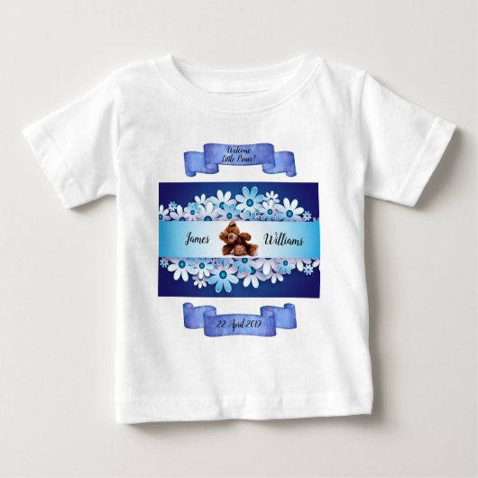 T-shirt Pour Bébé Magnifique Ours Bleu Teddy Whimsical Personnaliser (Devant)