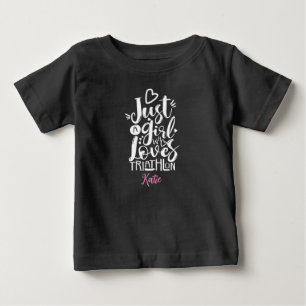 T-shirt Pour Bébé Magnifique Triathlon Typographie Noir Et Blanc