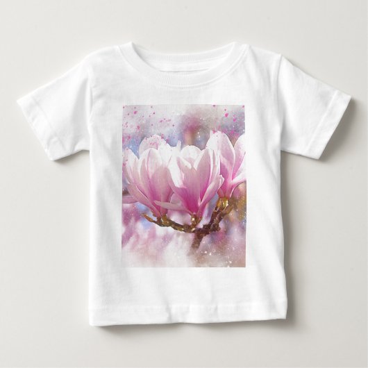 T-shirt Pour Bébé Magnolia rose-pourpre en floraison - Fleur de prin (Devant)