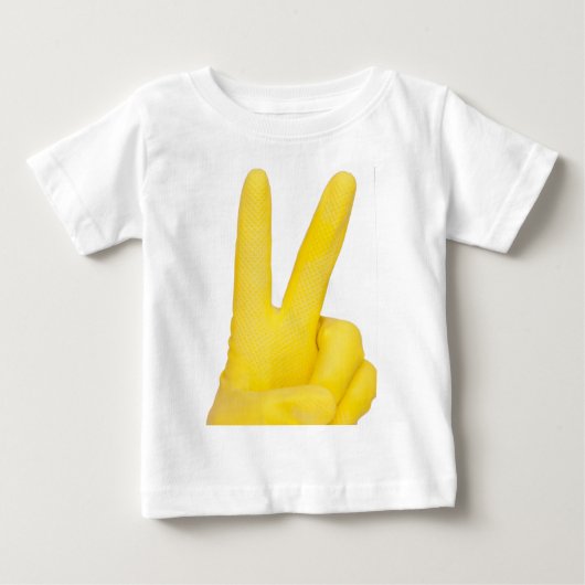 T-shirt Pour Bébé Main dans le gant de latex jaune (Devant)
