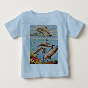 T-shirt Pour Bébé Main Painted by Number Dolphins