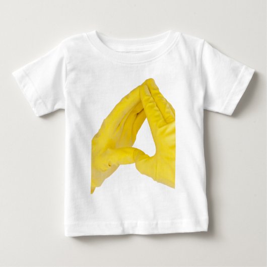 T-shirt Pour Bébé Mains dans les gants jaunes en latex (Devant)