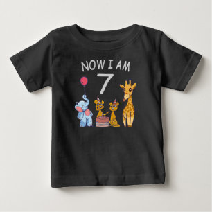 T-shirt Pour Bébé Maintenant j'ai 7 ans 7ème anniversaire au Zoo