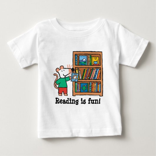 T-shirt Pour Bébé Maisy et une bibliothèque de livres (Devant)