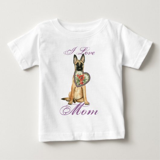 T-shirt Pour Bébé Maman de coeur de Malinois (Devant)