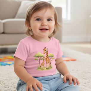 T-shirt Pour Bébé Maman Girafeau Bébé Safari Enfants Mignons