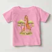 T-shirt Pour Bébé Maman Girafeau Mignon Safari Enfants (Devant)