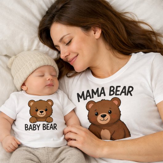 T-shirt Pour Bébé Maman Ours et Bébé Ours
