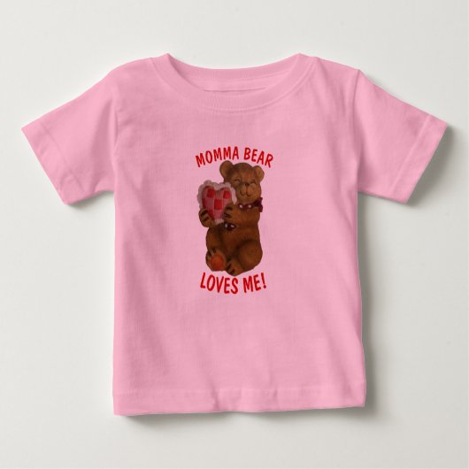 T-shirt Pour Bébé Maman Ours m'aime Teddy et le coeur (Devant)